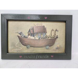 Vintage Mary Hughes ABC Noah's Friends Wall Art Hanging Framed Kids Room Decor